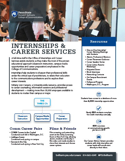 Bellisario College Brochure Cover - Office of Internships and Career Services