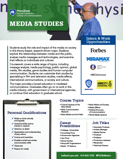 Bellisario College Brochure Cover - Media Studies