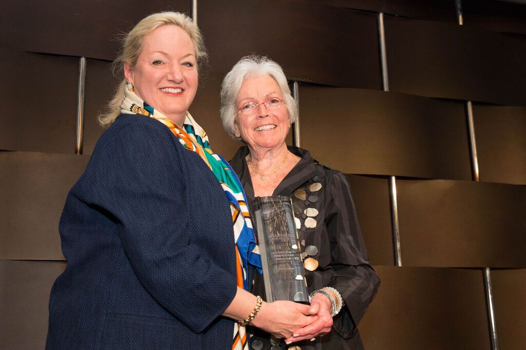 Page Center advisory board member Maril MacDonald (left) and honoree Ann Barkelew.