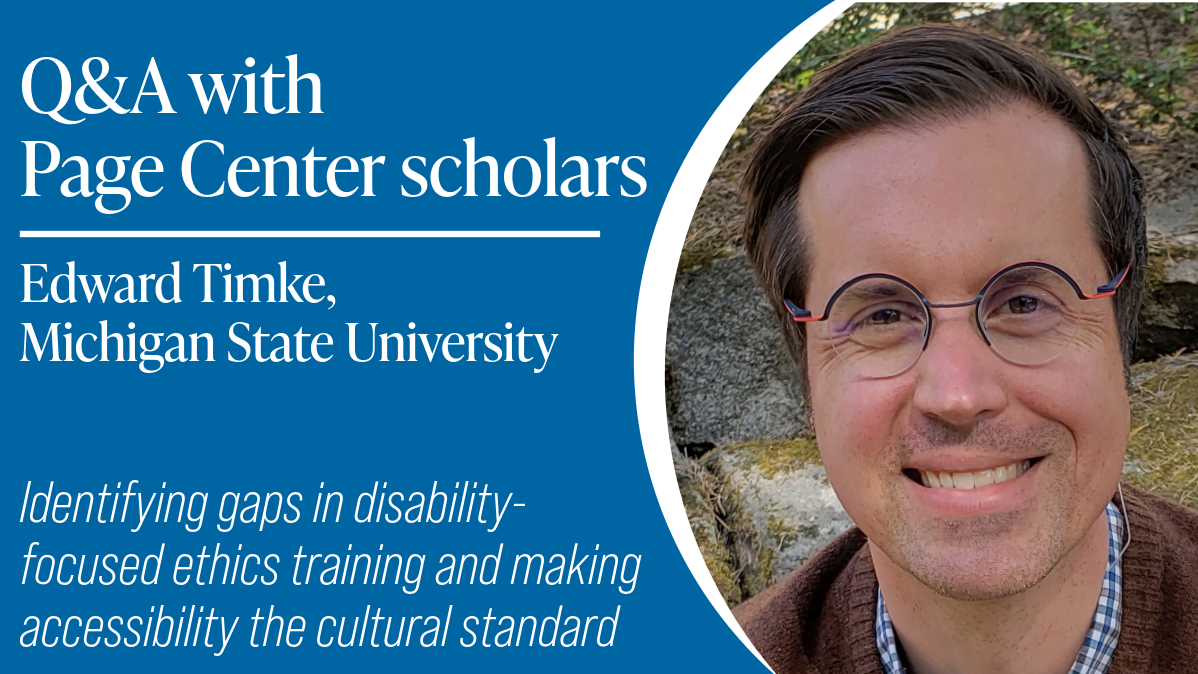 Ed Timke, a scholar from Michigan State University